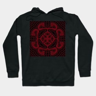 Maroon on Black Checkerboard Pattern Hoodie